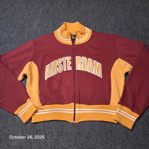 Fox Tops - Fox Amsterdam Full Zip Sweatshirt Womens Size Large Red and Yellow